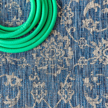 Tela Bohemian Textured Weave Floral Indoor/outdoor Area Rug